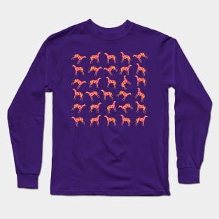 Love yellow with pink hearts Greyhound dog pattern Long Sleeve T-Shirt